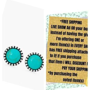 CHICOS KATE Turquoise Silver Tone Round Stud Post Pierced EARRINGS Jewelry Lady